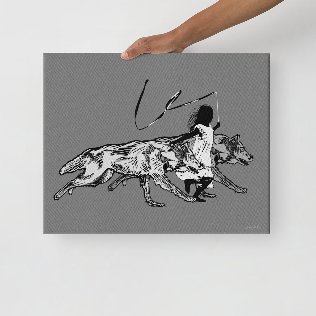 RUNNING WITH WOLVES - Canvas Print - 2 sizes, 2 COLORS - FREE SHIPPING