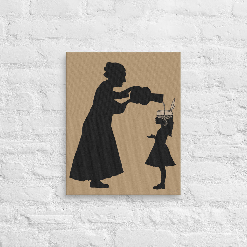 ALL THE GOOD STUFF - Grandmother and granddaughter - canvas - 2 sizes - FREE SHIPPING