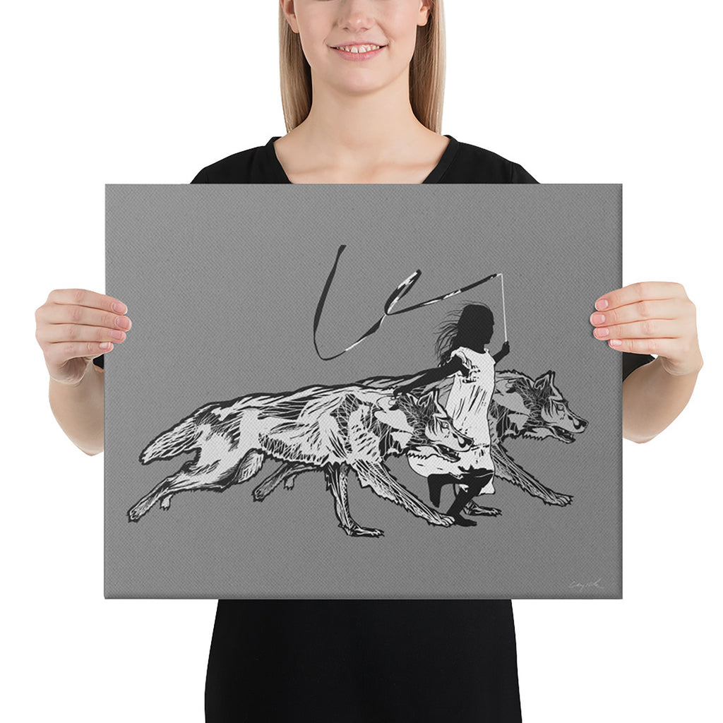 16X20 RUNNING WITH WOLVES - BLACK AND WHITE