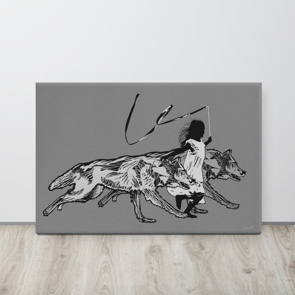 RUNNING WITH WOLVES - Canvas Print - 2 sizes, 2 COLORS - FREE SHIPPING