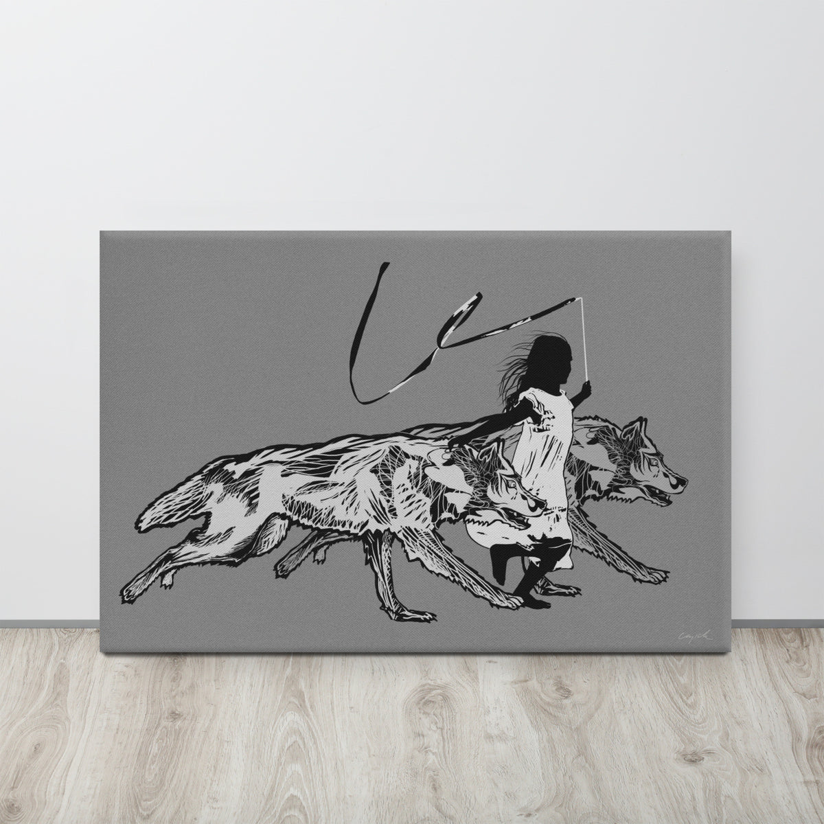 RUNNING WITH WOLVES - Canvas Print - 2 sizes, 2 COLORS - FREE SHIPPING