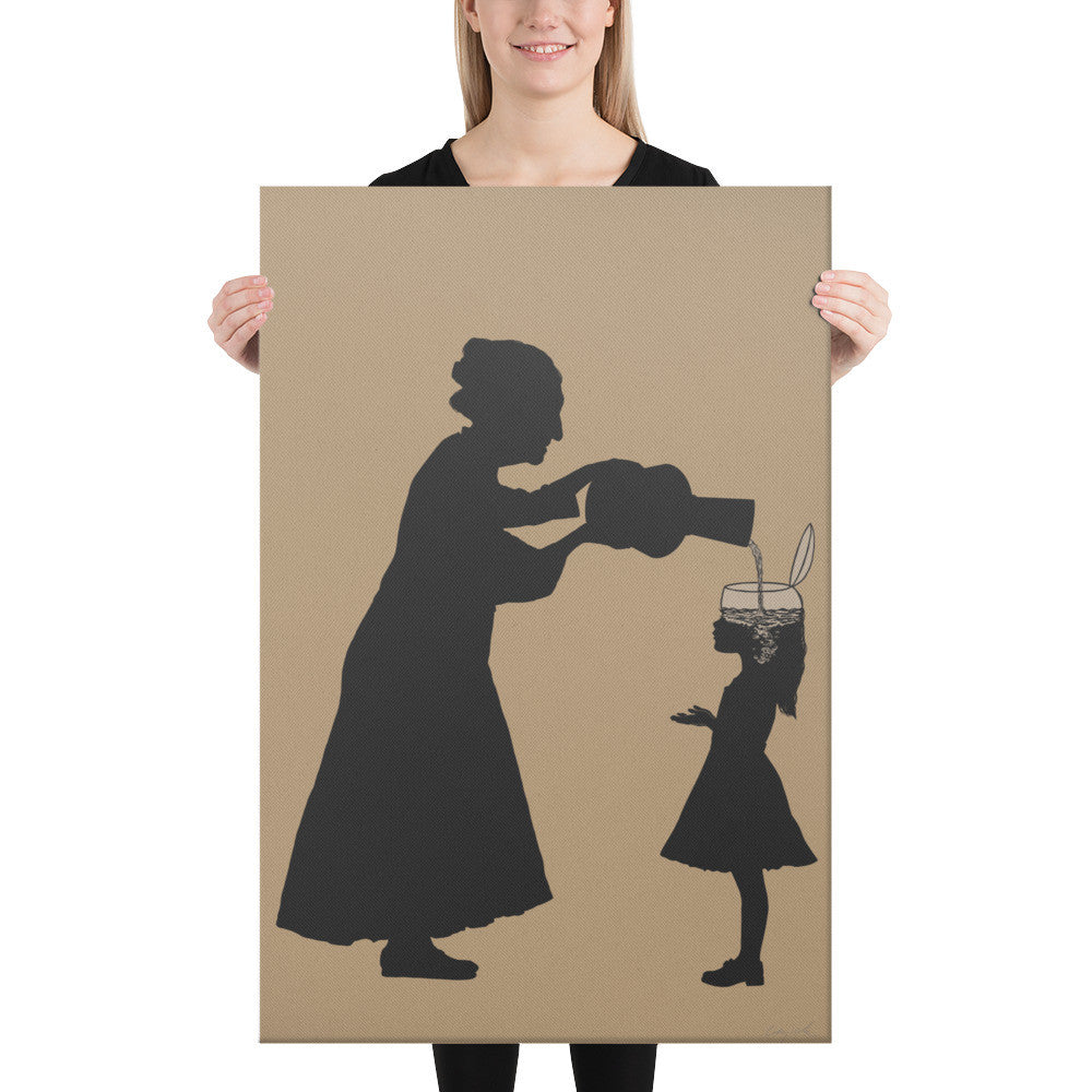 ALL THE GOOD STUFF - Grandmother and granddaughter - canvas - 2 sizes - FREE SHIPPING